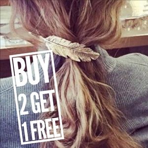 Gold Feather Barrette- Hair Accessory